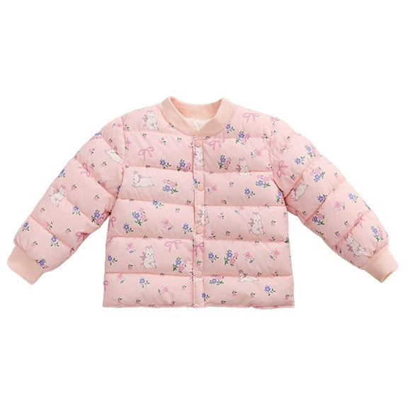 SonxaHe Infant Girl's Winter Coat Floral Print Long Sleeve Warm Coat Windproof Lightweight Puffer Outerwear Pink,Sized 18-24 M