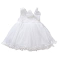 thumbnail image 1 of SonxaHe Girls' Dress Floral Prints One-Shoulder Tulle Dresses Kids Solid Party Cute Princess Mesh Dresses White,Sized 12-18 M, 1 of 2