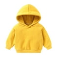 thumbnail image 1 of SonxaHe Girls' Hooded Sweatshirt Lined Long Sleeve Loose Cozy Winter Pullover Hoodies Yellow,Sized 18-24 M, 1 of 3