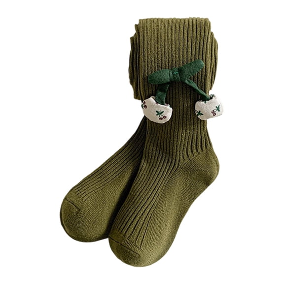 SonxaHe Infant Girls Leggings Cherry Stretchy Active Knitted Tights Children Soft Cozy Fall Winter Outerwear Leggings Green,Sized 1-3