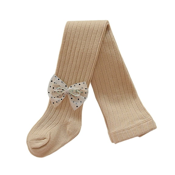 SonxaHe Infant Girls Pants Bow Thermal Warm Comfy Leggings Child Soft Stretchy School Fall Winter Tights Beige,Sized 18-24 M