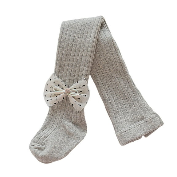 SonxaHe Infant Girls Pants Bow Thermal Warm Comfy Leggings Child Soft Stretchy School Fall Winter Tights Gray,Sized 18-24 M
