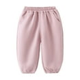 thumbnail image 1 of SonxaHe Infant Girl's Pants Fleece Warm Stretch Waist Soft Jogger Sweatpants Children Outdoor Sports Streetwear Fall Pants Pink,Sized 1-2, 1 of 8