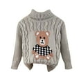 thumbnail image 1 of SonxaHe Infant Girls Sweater High Neck Cartoon Bear Pattern Knitted Top Child Loose Warm Cozy Fall Winter Sweaters Gray,Sized 12-18 M, 1 of 3