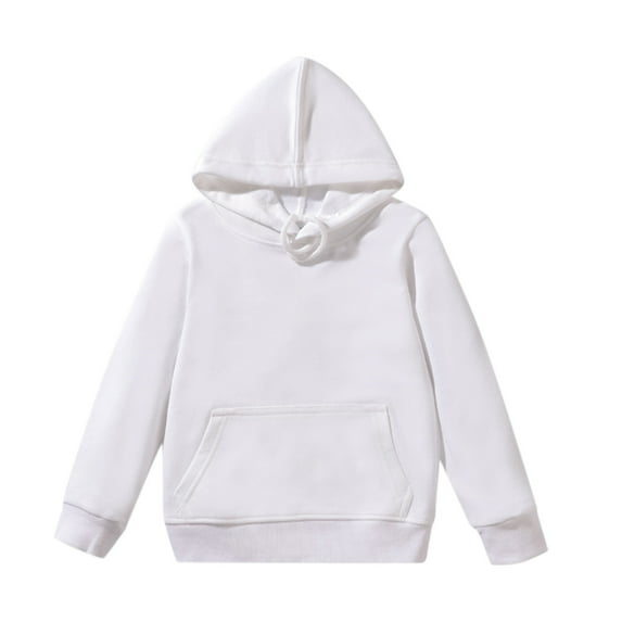 SonxaHe Little Boy Girl Hooded Sweatshirt Solid Long Sleeve Oversized Casual Comfy Pullover Unisex Clothes White,Sized 5-6
