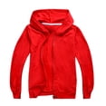 thumbnail image 1 of SonxaHe Little Boy Girl Hooded Sweatshirts Long Sleeve Color Block Zipper Unisex Autumn and Winter Coat Red,Sized 7-8, 1 of 3