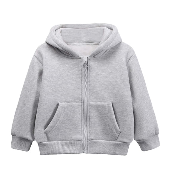 SonxaHe Little Boy Girl Hoodie Solid Fleece Long Sleeve Zip Up Autumn Winter Outdoor Unisex Hooded Sweatshirt Gray,Sized 7-8