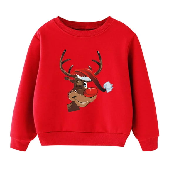 SonxaHe Little Boy Girl Sweatshirt Christmas Letter Print Long Sleeve Party Soft Cozy Unisex Sweatshirts Pink,Sized 6-7