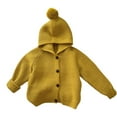 thumbnail image 1 of SonxaHe Little Boy' Hooded Cardigan Sweater Button Long Sleeve Solid Soft Knit Warm Autumn Winter Coats Yellow,Sized 5-6, 1 of 3