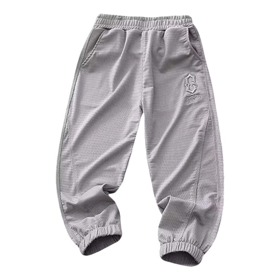 SonxaHe Little Boy Mesh Pants Elastic Waist Lightweight Jogger Pants Kids Summer Breathable Outdoor Sports Trousers Gray,Size 7-8 Y