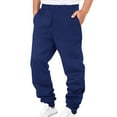 thumbnail image 1 of SonxaHe Little Boy' Pants Elastic Waist Solid Jogger Pants Children Warm Athletic Casual Sweatpants Blue,Sized 5-6, 1 of 7