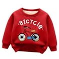 thumbnail image 1 of SonxaHe Little Boy Sweatshirts Lined Long Sleeve Warm Relaxed Autumn Winter Hoodless Sweatshirts Red,Sized 6-7, 1 of 2