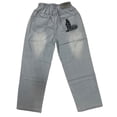 thumbnail image 1 of SonxaHe Little Boy's Jeans Stretch Waist Thin Straight Leg Jeans Kids Spring Sports Lightweight Denim Trousers Blue,Size 6-7 Y, 1 of 3