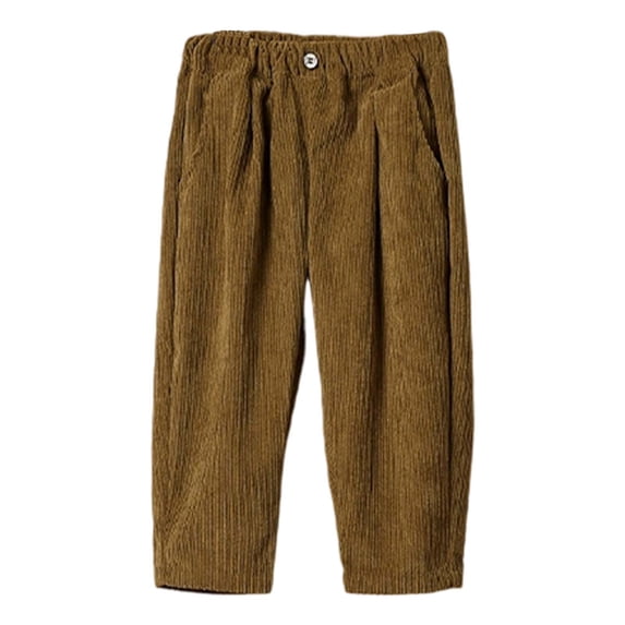 SonxaHe Little Boys Corduroy Pants Elastic Waist Straight Leg Trousers Kids Comfy Soft School Wear Sports Outdoor Pants Yellow,Sized 5-6