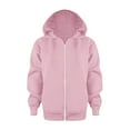 thumbnail image 1 of SonxaHe Little Boys Girls Jacket Solid Hooded Zip Up Sweatshirt Child Loose Cozy Soft Sports Autumn Jackets Pink,Sized 5-6, 1 of 5