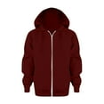 thumbnail image 1 of SonxaHe Little Boys Girls Jacket Solid Hooded Zip Up Sweatshirt Child Loose Cozy Soft Sports Autumn Jackets Red,Sized 7-8, 1 of 5