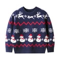 thumbnail image 1 of SonxaHe Little Boys Girls Sweaters Long Sleeved Christmas Cartoon Snowman Knit Sweaters Kids Loose Holiday Winter Sweater Blue,Sized 5-6, 1 of 5