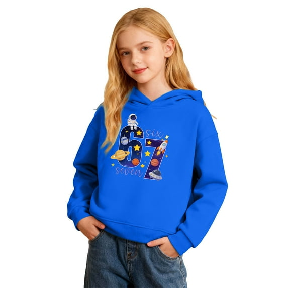 SonxaHe Little Boys Hoodie Cartoon Print Loose Soft Hooded Sweatshirts Child Long Sleeve School Sports Cozy Hoodies Blue,Sized 6-7
