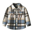 thumbnail image 1 of SonxaHe Little Boys' Jackets Plaid Turndown Collar Long Sleeve Shirt Children Sports Cozy Loose Autumn Jackets Blue,Sized 5-6, 1 of 8