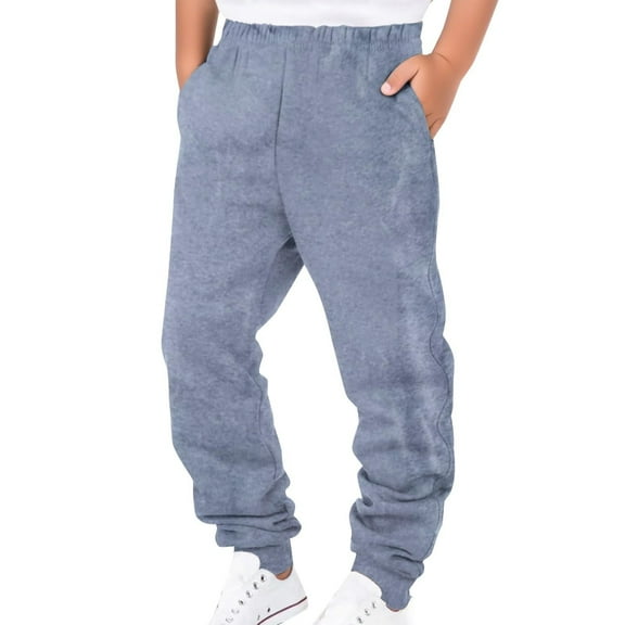 SonxaHe Little Boy' Pants Elastic Waist Solid Jogger Pants Children Warm Athletic Casual Sweatpants Gray,Sized 7-8
