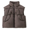 thumbnail image 1 of SonxaHe Little Boys' Puffer Coat Vest for Kids Warm Thickened Sleeveless Jacket Quilted Outdoor Winter Coats Brown,Sized 7-8, 1 of 6