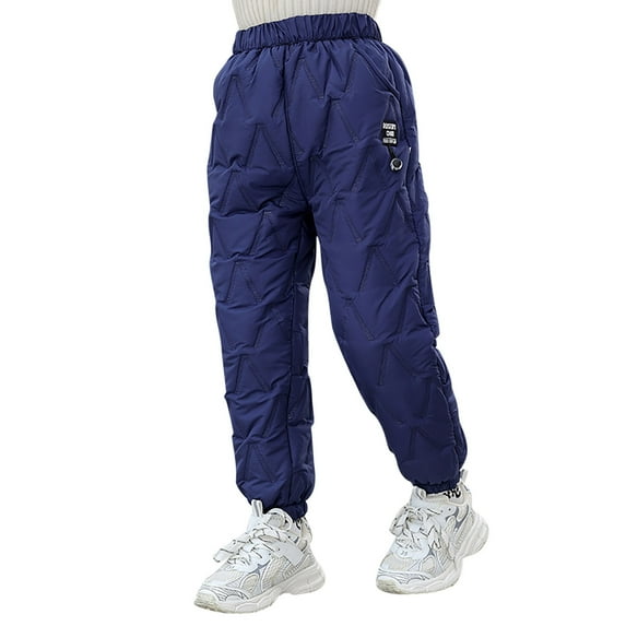 SonxaHe Little Boys Snow Pants Thick Winter Warm Jogger Pants Child Active Snow Wear Pants Blue,Sized 6-7