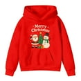 thumbnail image 1 of SonxaHe Little Girl Boy Hoodie Christmas Cartoon Print Long Sleeved Hooded Shirt Kids Holiday Cozy Soft Warm Party Hoodies Pink,Sized 5-6, 1 of 3
