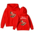 thumbnail image 1 of SonxaHe Little Girl Boy Hoodies Christmas Cartoon Print Long Sleeved Sweatshirt Kids Soft Holiday Party Casual Hoodies Pink,Sized 5-6, 1 of 6