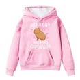 thumbnail image 1 of SonxaHe Little Girl Hooded Sweatshirts Capybara Print Long Sleeve Pullover Tops withpocket Loose Cozy Fall Winter Hoodies Pink,Sized 6-7, 1 of 3