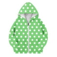 thumbnail image 1 of SonxaHe Little Girl Jacket Dots Print Long Sleeve Zip Up Hooded Outerwear Loose Athletic Fall Casual Jacket Green,Sized 6-7, 1 of 3