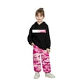 thumbnail image 1 of SonxaHe Little Girl' Outfits Camo Print Long Sleeve Hooded Sweatshirt Pants Oversized Outerwear Outfit Set Black,Sized 5-6, 1 of 3