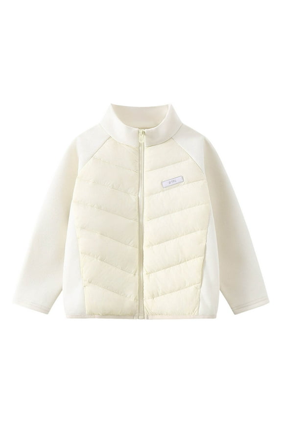Little Girl' Winter Coats Insulated Warm Zip Lightweight Down Liner Child Stylish Autumn Winter Outerwear Coats Beige,Sized 5-6