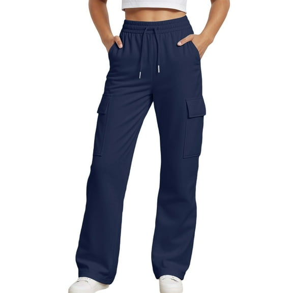 SonxaHe Little Girl's Pants Drawstring Elastic Waist Straight Leg Active Comfy Athletic School Trousers Blue,Sized 6-7