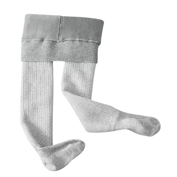 SonxaHe Little Girl's Pants Fleece Lined Thick Warm Stretchy Leggings Children Cozy Thermal Full Length Basic Tights Gray,Size 6-7 Y