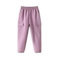 thumbnail image 1 of SonxaHe Little Girl's Pants Winter Fleece Lined Thermal Jogger Cargo Trousers Children Insulated Soft Comfy Outdoor Pants Pink,Sized 6-7, 1 of 3