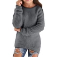 thumbnail image 1 of SonxaHe Little Girl's Sweater Flannel Fuzzy Soft Loose Knit Sweater Kids Comfy Warm Thickened Fall Winter Sweaters Gray,Sized 5-6, 1 of 4