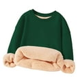 thumbnail image 1 of SonxaHe Little Girls Fleece Sweatshirt Warm Thickened Long Sleeve Crewneck Top Kids Soft Cozy Outerwear Winter Sweatshirts Green,Sized 6-7, 1 of 4