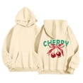 thumbnail image 1 of SonxaHe Little Girls' Hooded Sweatshirts Long Sleeve Cherry Prints Oversized Soft Comfy Pullover Hoodie Beige,Sized 5-6, 1 of 4