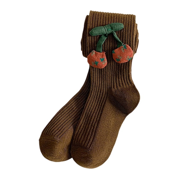 SonxaHe Little Girls Leggings Cherry Stretchy Active Knitted Tights Children Soft Cozy Fall Winter Outerwear Leggings Bronze,Sized 6-8