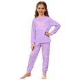 thumbnail image 1 of SonxaHe Little Girls' Outfits Valentine's Day Bow Print Loungewear T Shirt Pants Kids Sleepwear Soft Cozy Casual Outfit Set Purple,Sized 5-6, 1 of 6