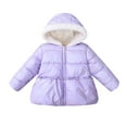 thumbnail image 1 of SonxaHe Little Girls' Winter Coats Fleece Warm Thick Fur Trim Hooded Jacket Child Cozy Quilted Windproof Puffer Coats Purple,Sized 5-6, 1 of 4