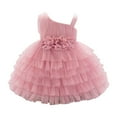thumbnail image 1 of SonxaHe Newborn Girl Dresses Elegant Ruffle One-Shoulder Layered Cake Gown Child Birthday Celebration Tutu Dresses Pink,Size 6-9 M, 1 of 2