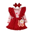 thumbnail image 1 of SonxaHe Newborn Girl Outfit Set Valentine's Day Cute Heart Romper Overalls Headband Baby Holiday Stylish Party Outfits,3-Piece White,Sized 0-3 M, 1 of 8