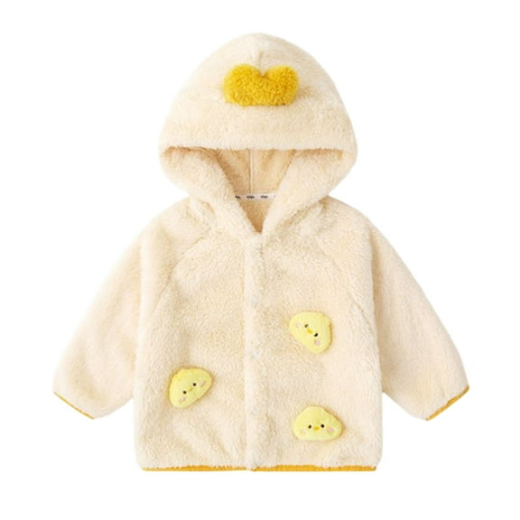 SonxaHe Newborn Girl' Winter Coats Flannel Warm Thickened Hooded Coat Child Stylish Comfy Soft Outerwear Coats Beige,Sized 6-12 M