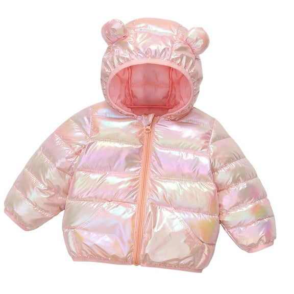 SonxaHe Newborn Girl' Winter Coats Gradient Cute Bear Ears Hooded Coat Children Lightweight Warm Quilted Puffer Coat Pink,Sized 6-12 M