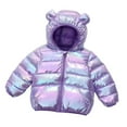 thumbnail image 1 of SonxaHe Newborn Girl' Winter Coats Gradient Cute Bear Ears Hooded Coat Children Lightweight Warm Quilted Puffer Coat Purple,Sized 6-12 M, 1 of 5