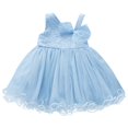 thumbnail image 1 of SonxaHe Newborn Girls' Dress Floral Prints One-Shoulder Tulle Dresses Kids Solid Party Cute Princess Mesh Dresses Blue,Sized 3-6 M, 1 of 4