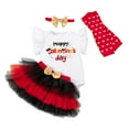thumbnail image 1 of SonxaHe Girls Outfits Valentine's Day Ruffle Sleeve Bodysuit Tutu Skirt Headband Socks Baby Stylish Outfit Set,4-Piece Red,Size 1-3 M, 1 of 4