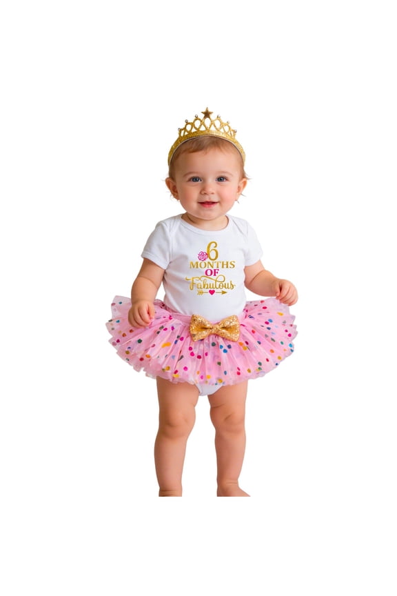 Newborn Girls Outfits for Birthday Party Short Sleeve Romper Tutu Skirts Baby Cute Celebration Outfit Set,3-Piece Pink,Size 0-3 M