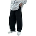 thumbnail image 1 of SonxaHe Pants for Big Boys' Elastic Waist Wide Leg Sweatpants Breathable School Sports Loose Trousers for Children Black,Size 10-11 Y, 1 of 8